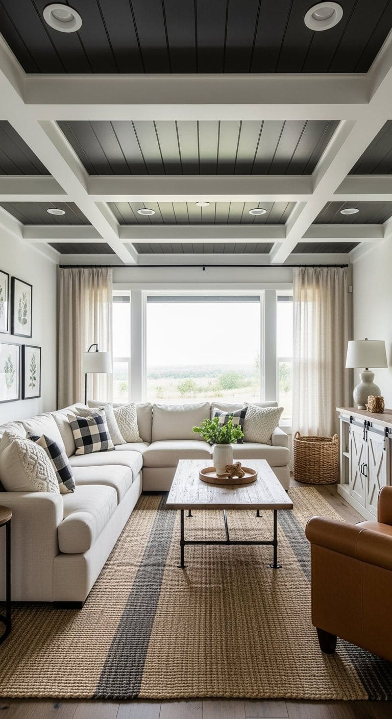 black shiplap ceiling design