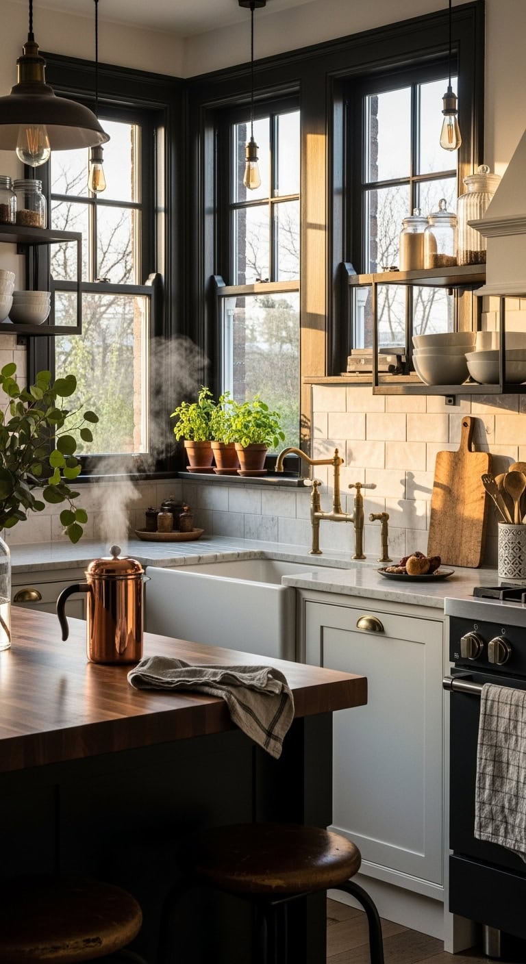 striking window frames elevate kitchen aesthetic