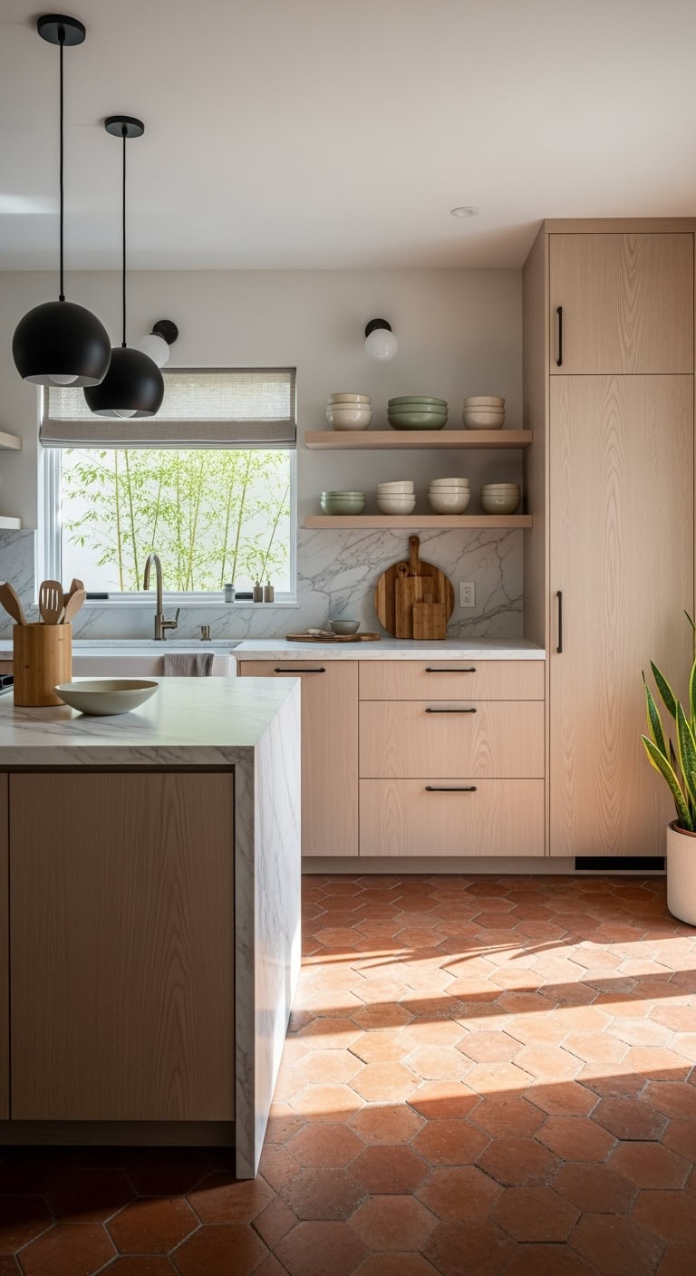 serene japandi terracotta kitchen sanctuary