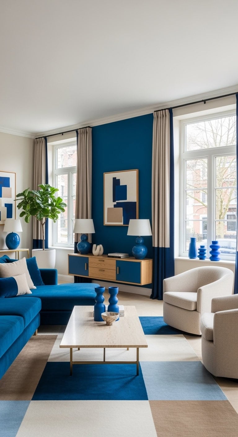 cerulean and stone beige