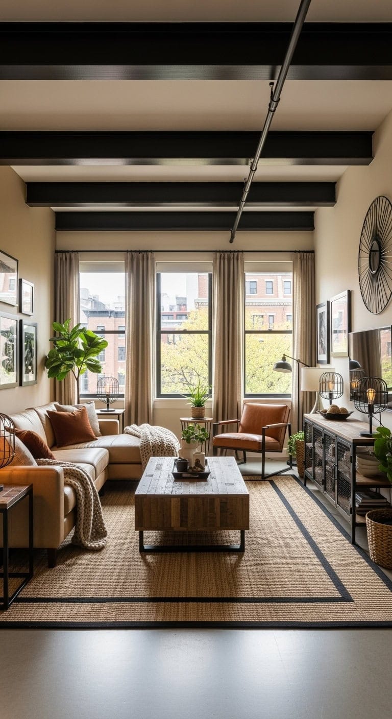 industrial cozy beige loft