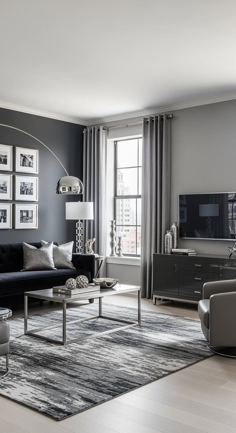 monochrome charcoal and silver sophistication