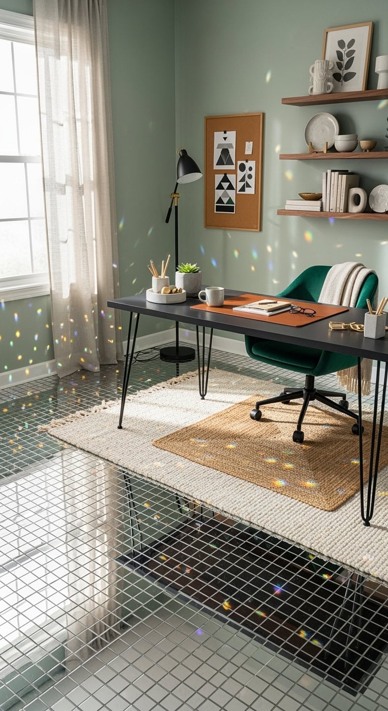 sparkling kaleidoscopic disco office floors