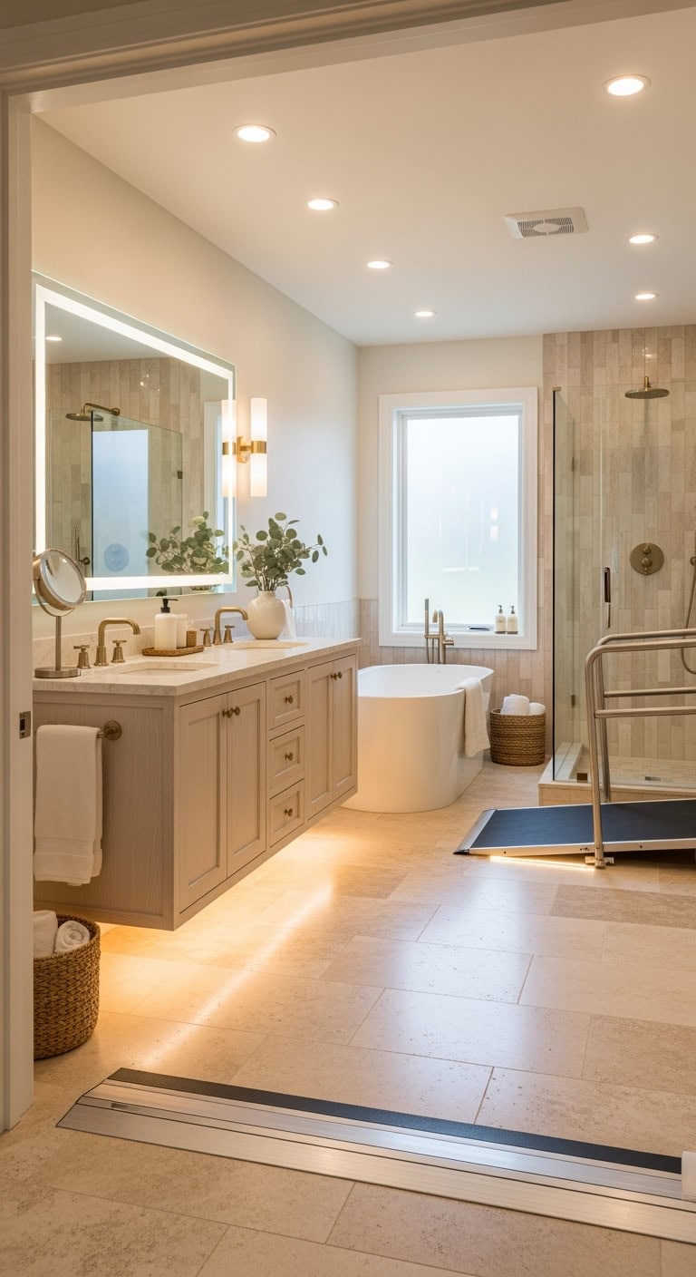 accessible and beautiful bathroom entry ramps