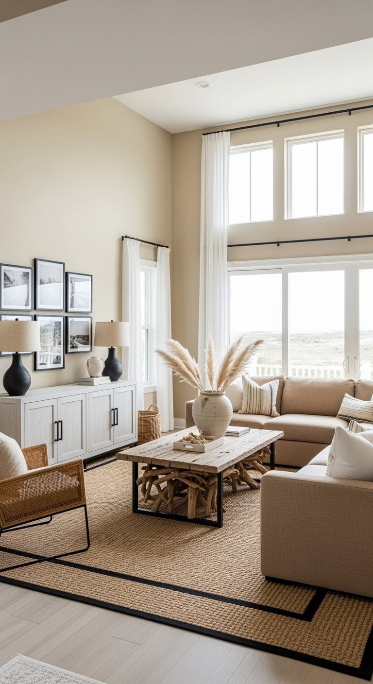 sandy beige coastal with matte black