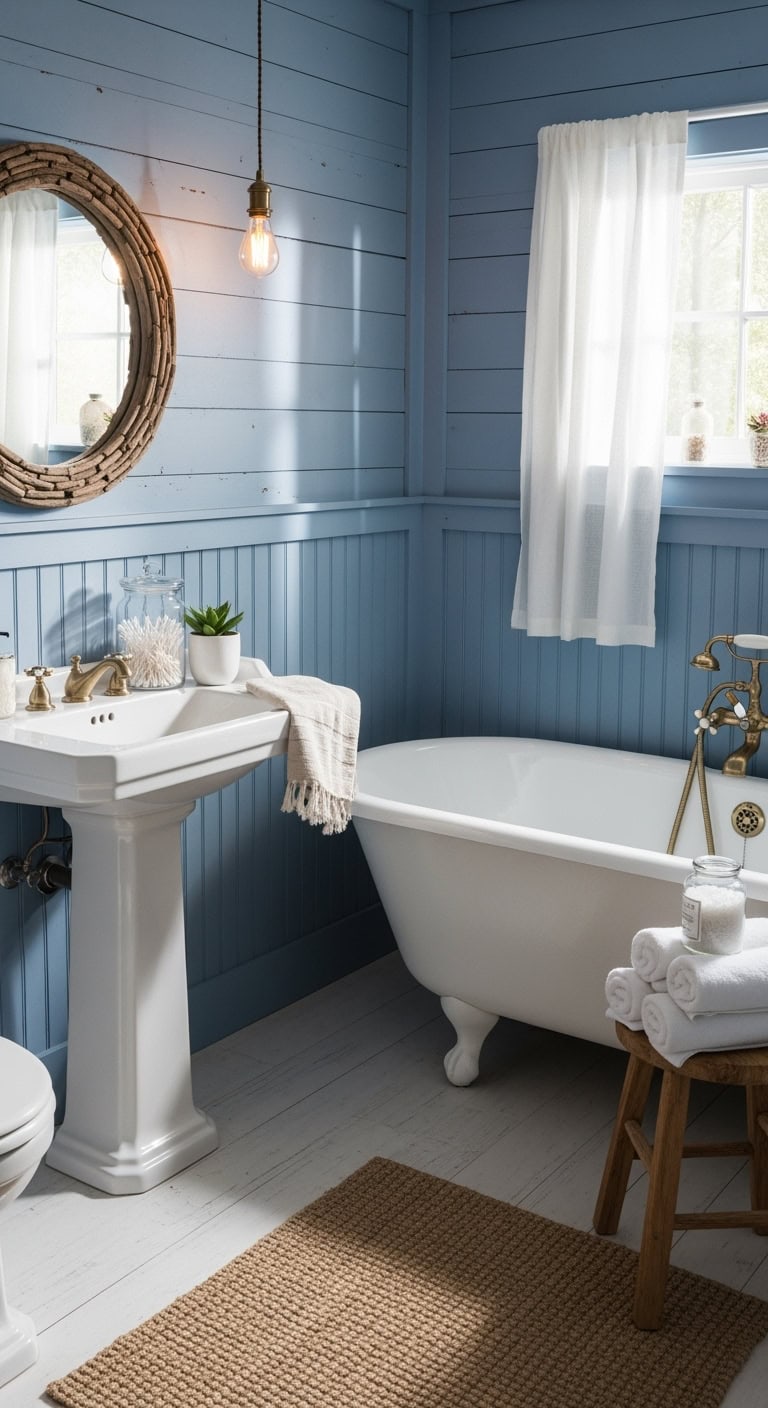 coastal cottage weathered blue wood charm