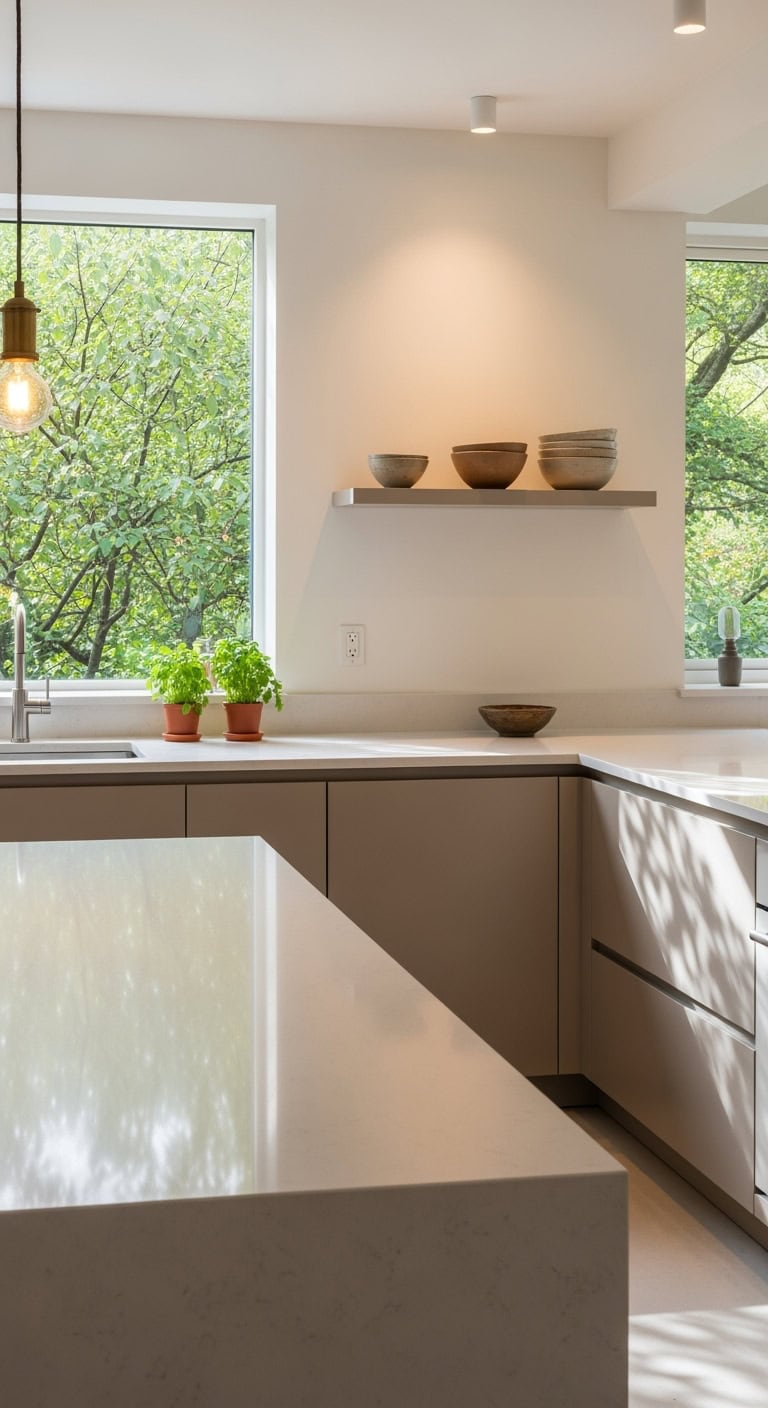 serene sand minimalist kitchen