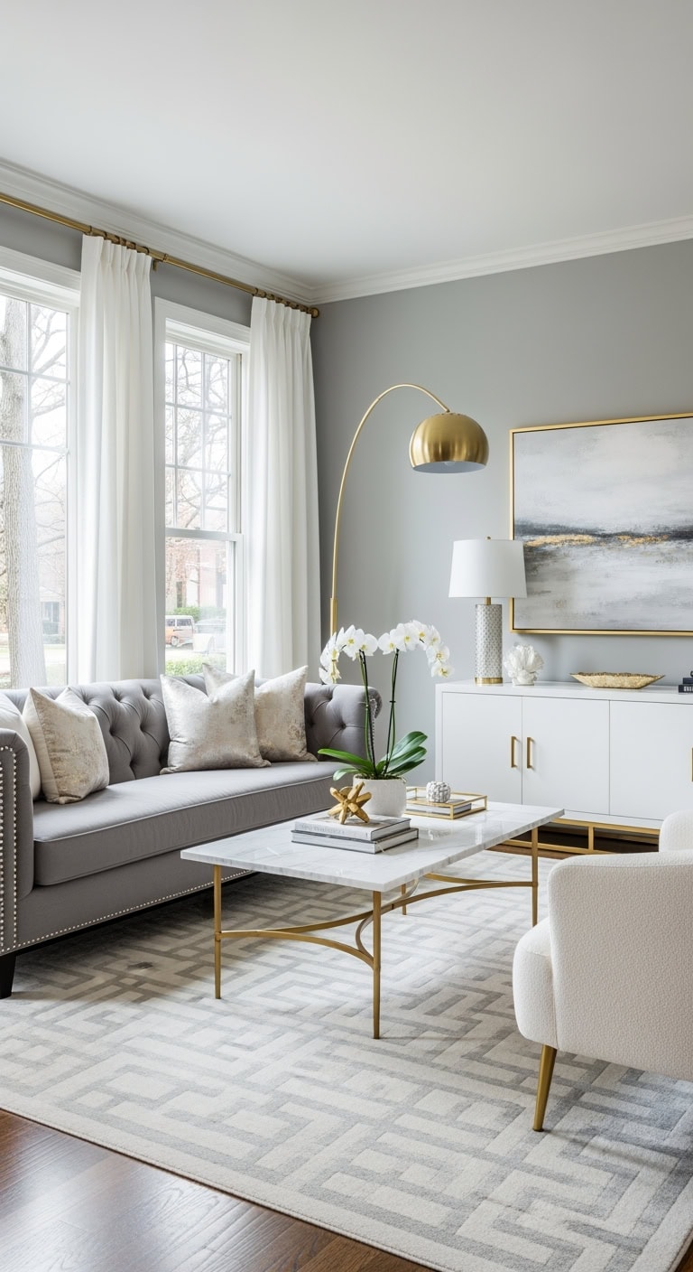 gray tufted luxe living