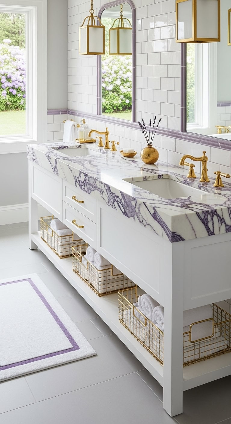lilac marble with goldfixtures