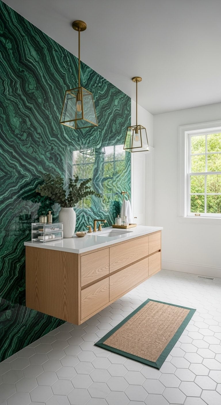 malachite marble statement bathroom