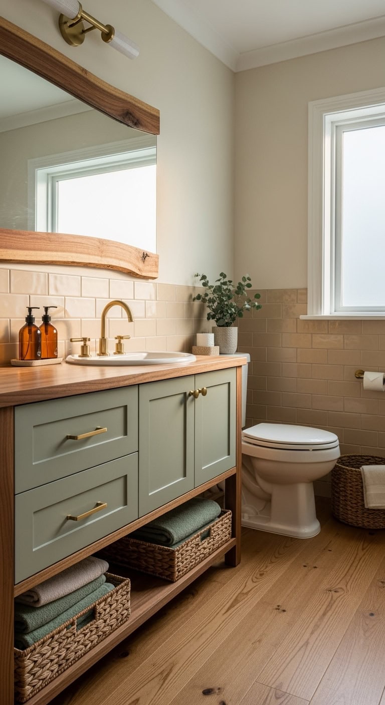earthy serene modern bathroom vanity