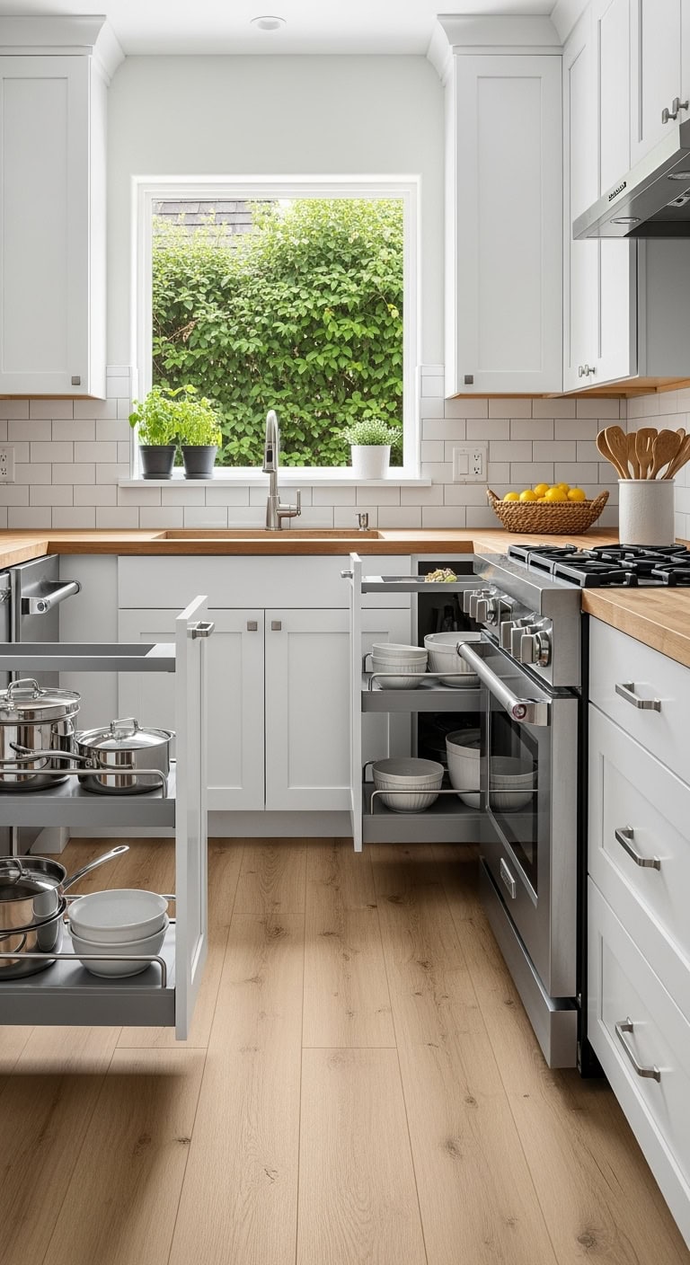 maximized accessible sliding cabinet storage