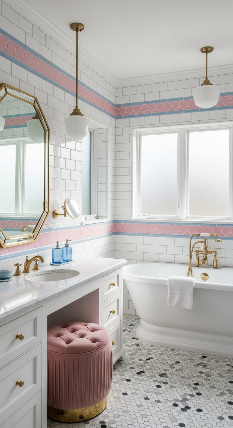 vintage hollywood glam scalloped tile borders