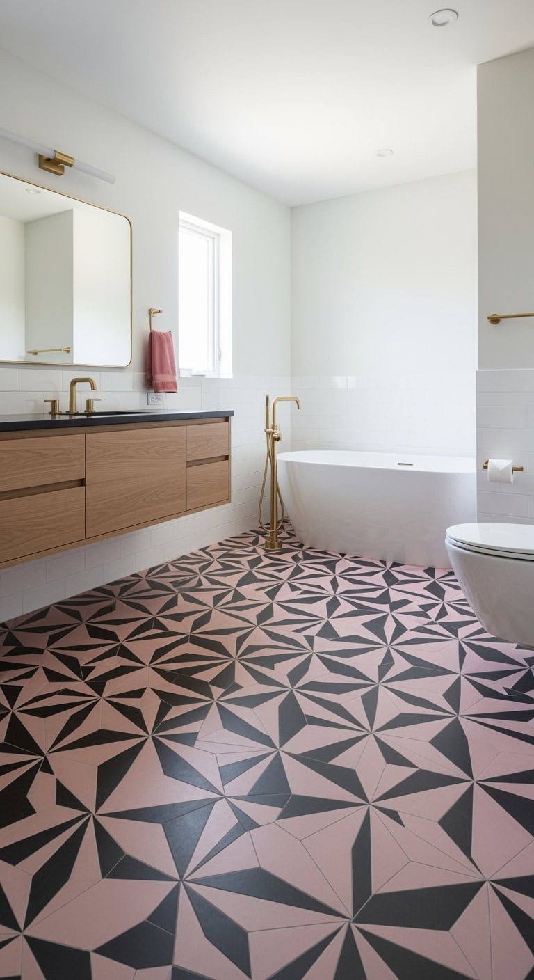 striking geometric floor tile statement
