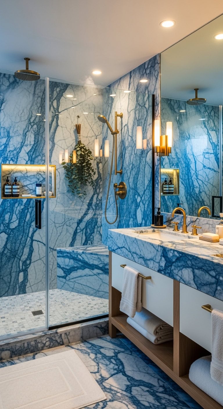 luxurious azure marble steam sanctuary