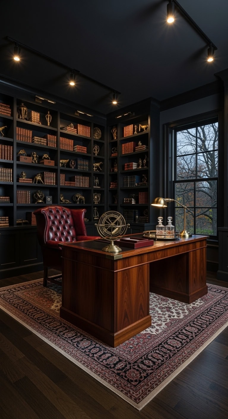 moody black leather executive lounge