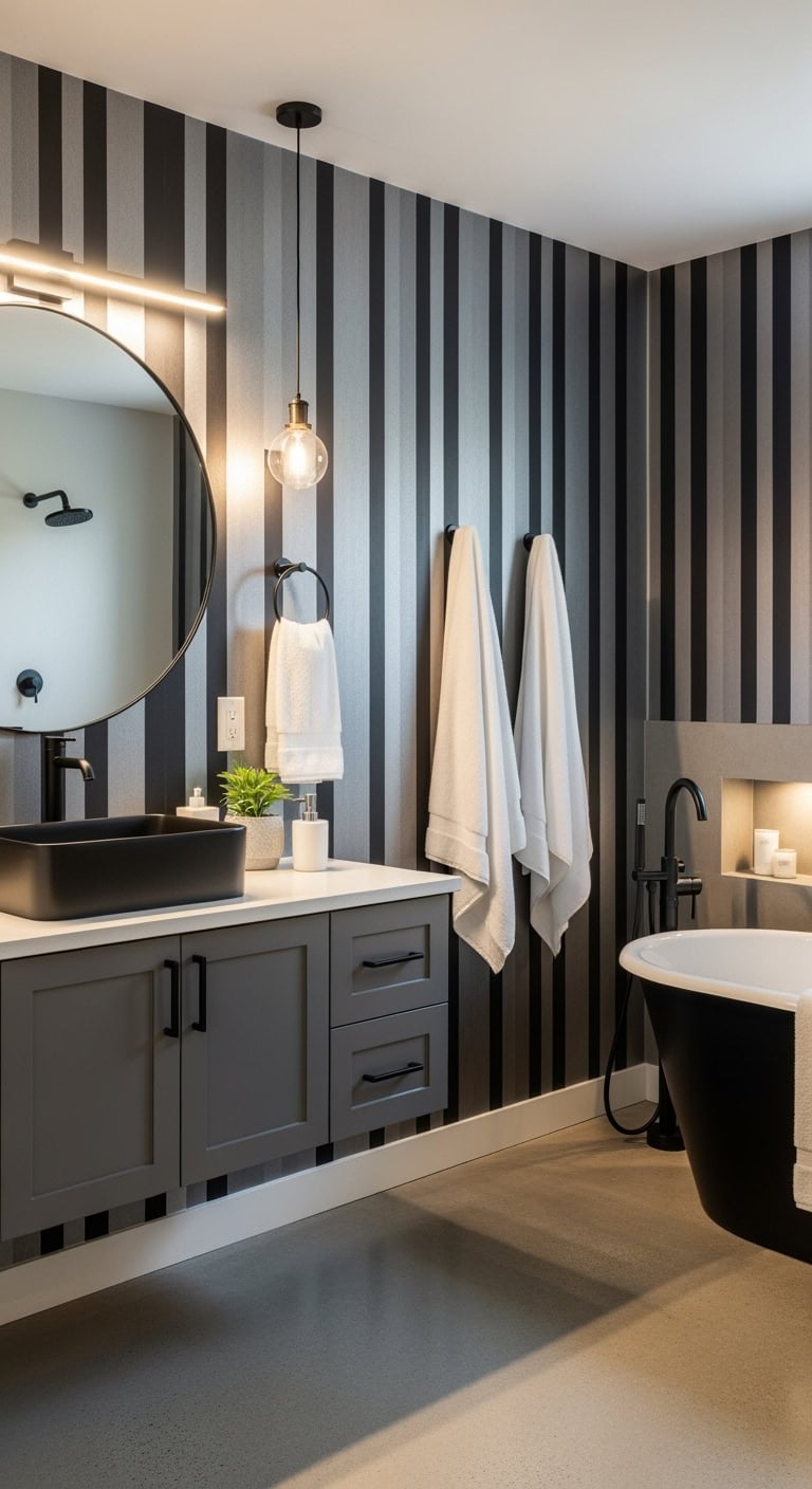 dramatic striped accent wall design