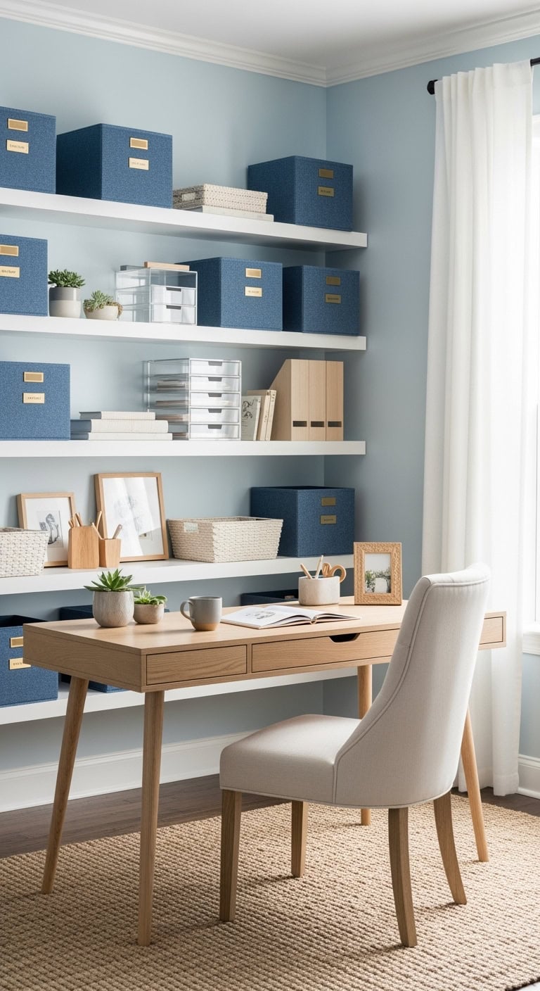 cozy organized textured balanced workspace