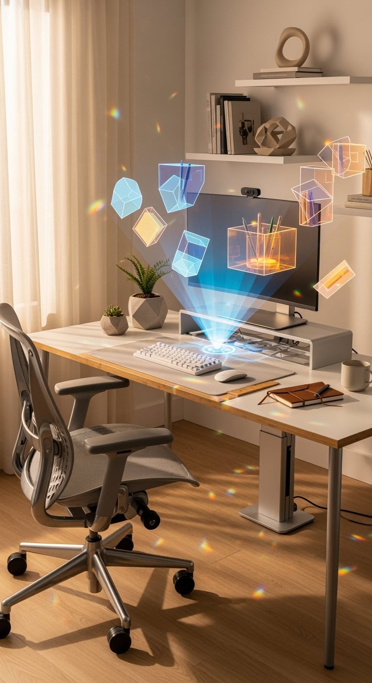 futuristic floating adaptive desk organizer