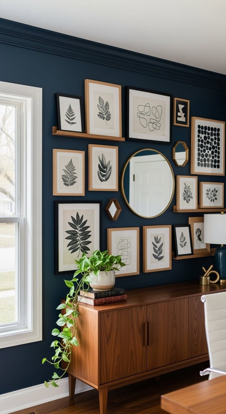 curated mixed frame gallery wall
