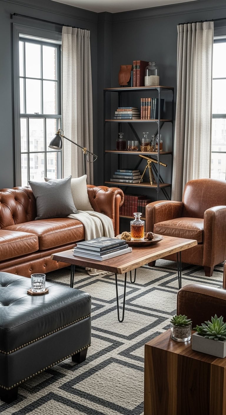 sophisticated moody luxurious masculine comfort