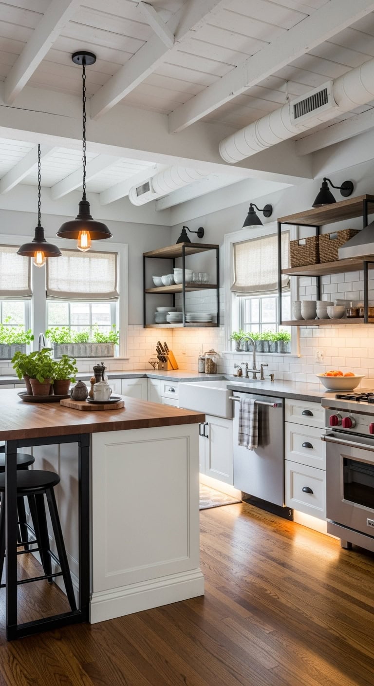 cozy industrial kitchen design