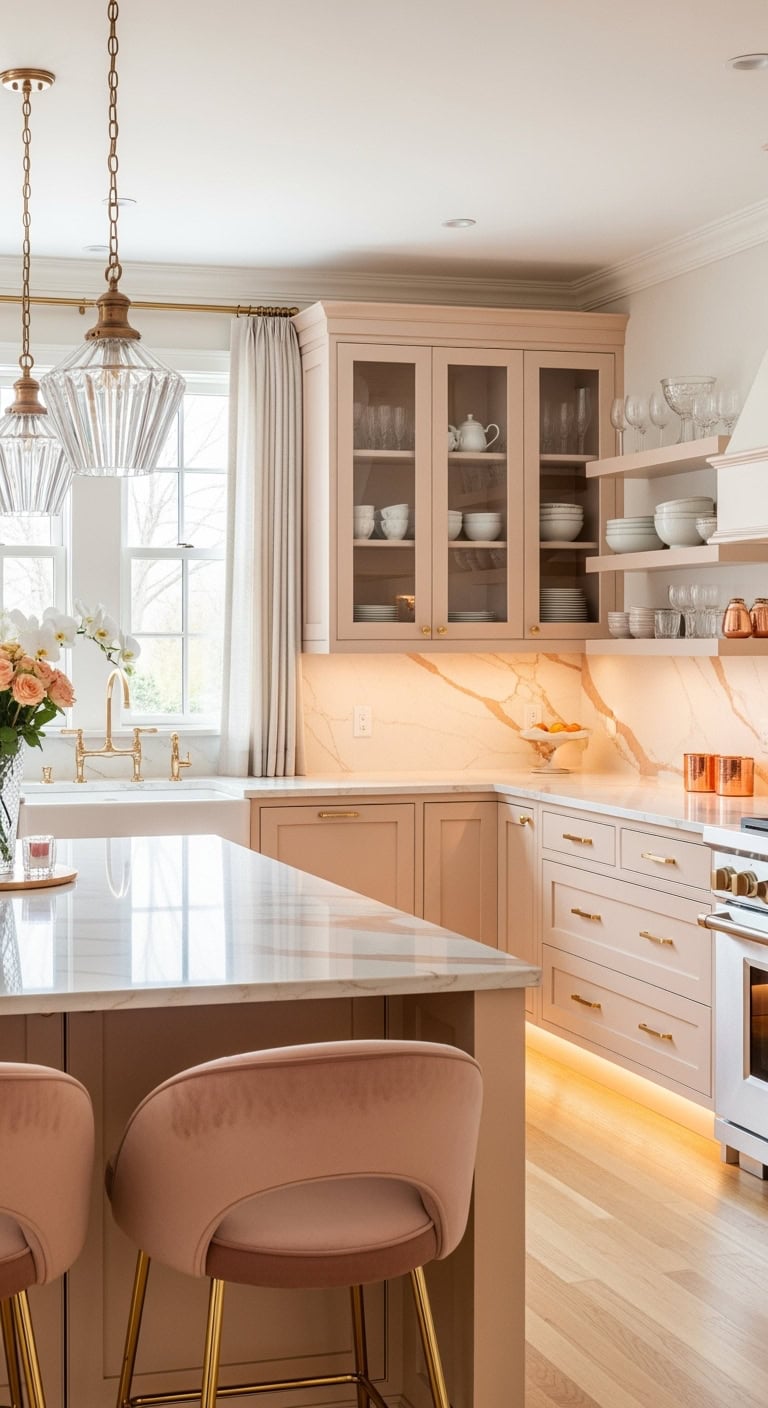 luxurious peach kitchen design