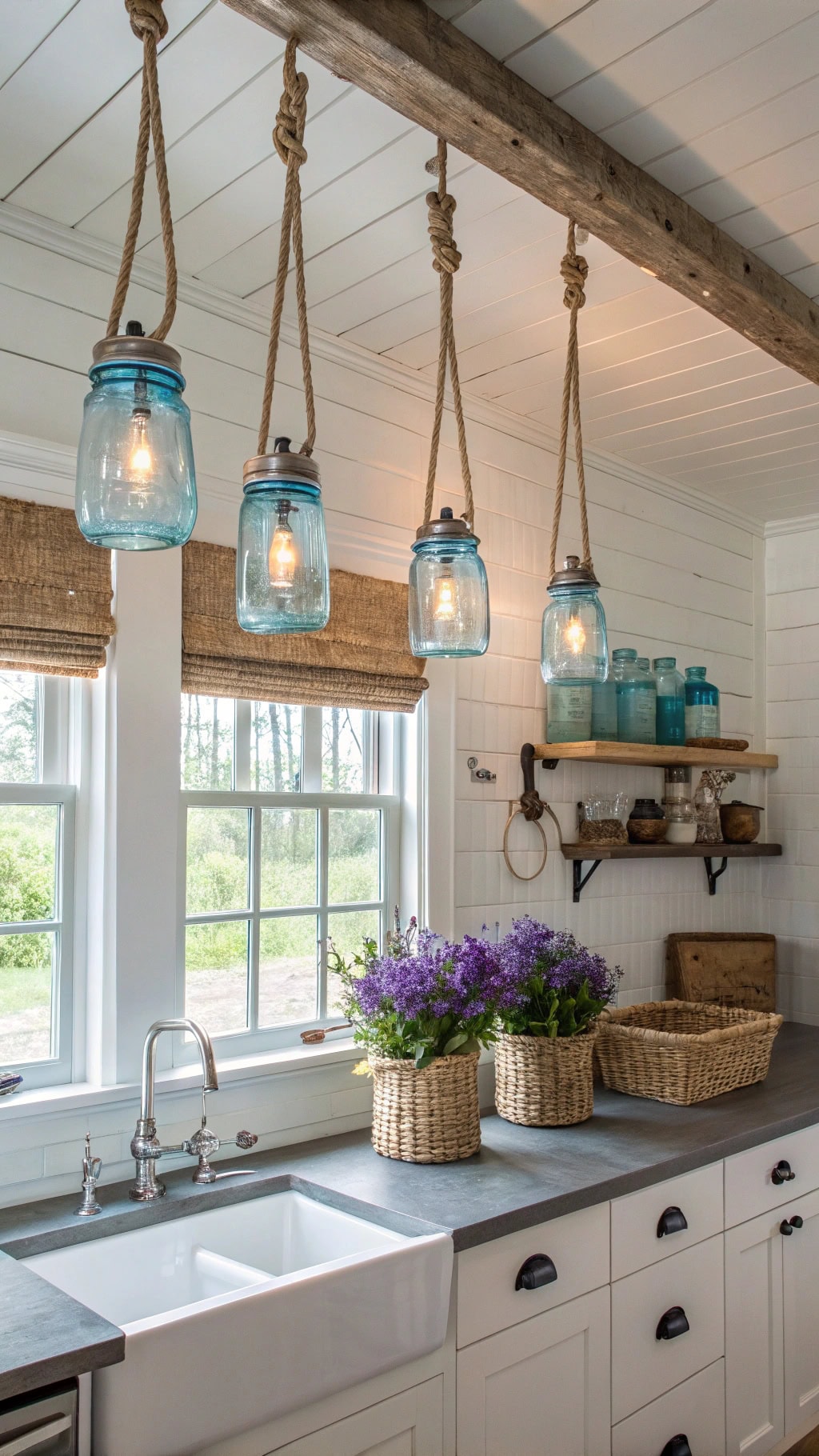 cornflower blue jar lighting