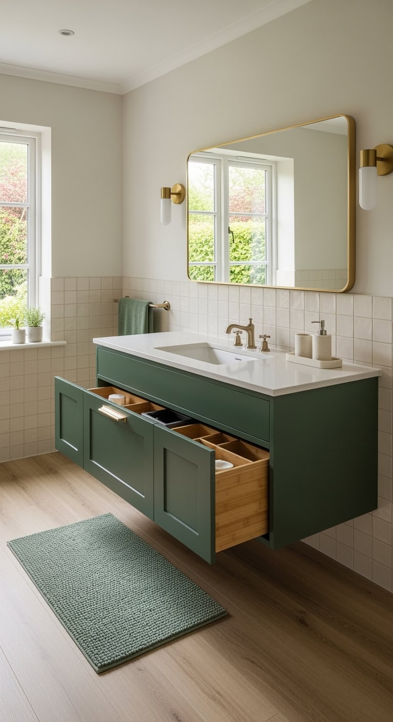 forest green floating vanity