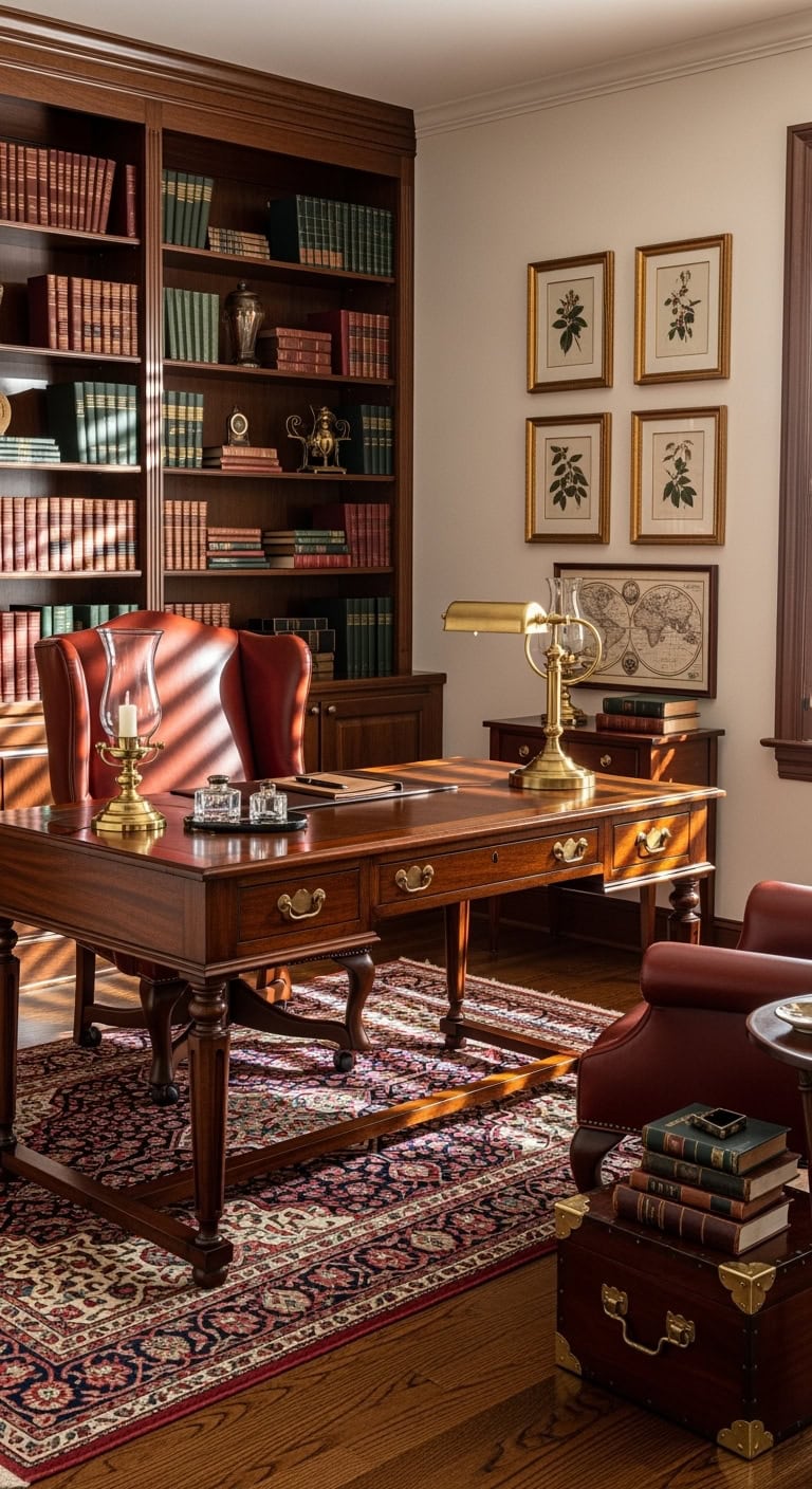 elegant mahogany colonial office decor