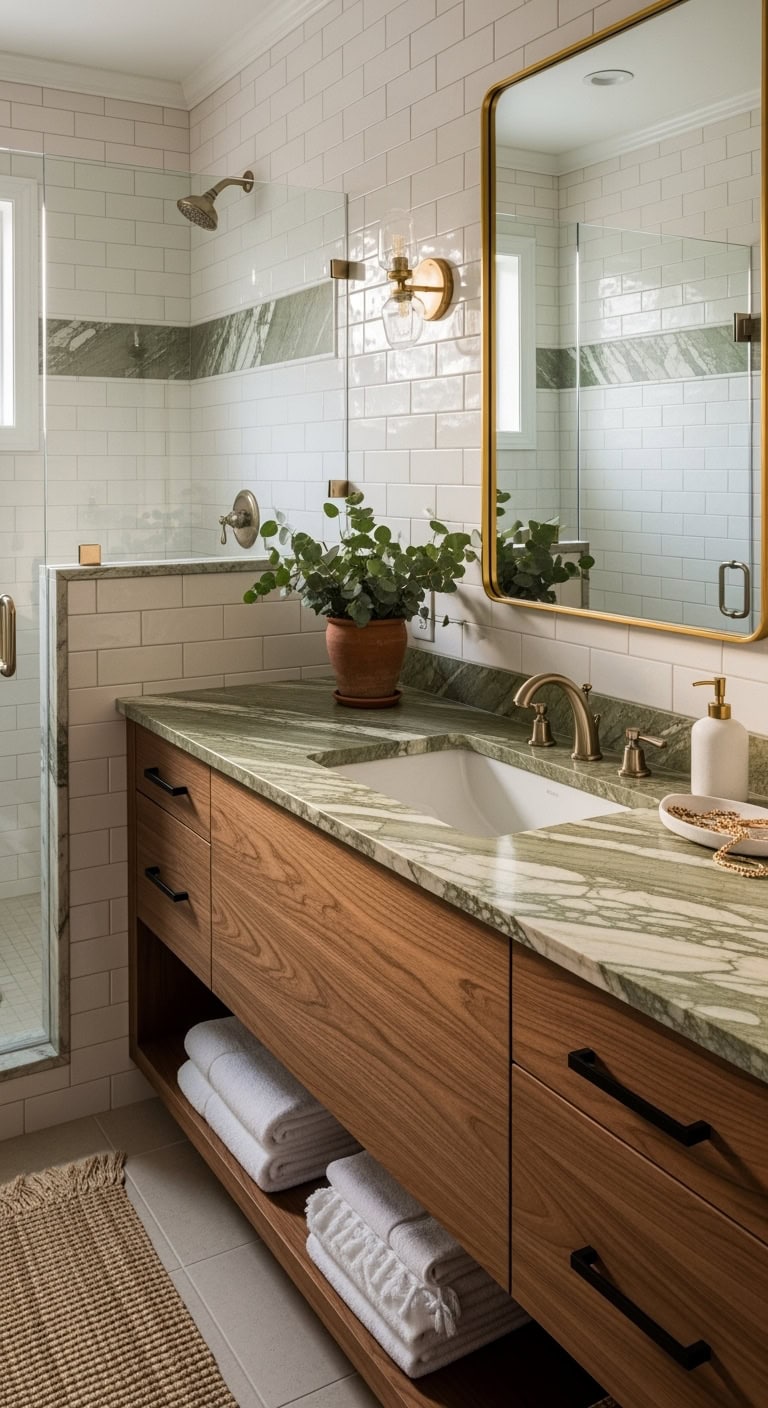 earthy elegant italian inspired powder room