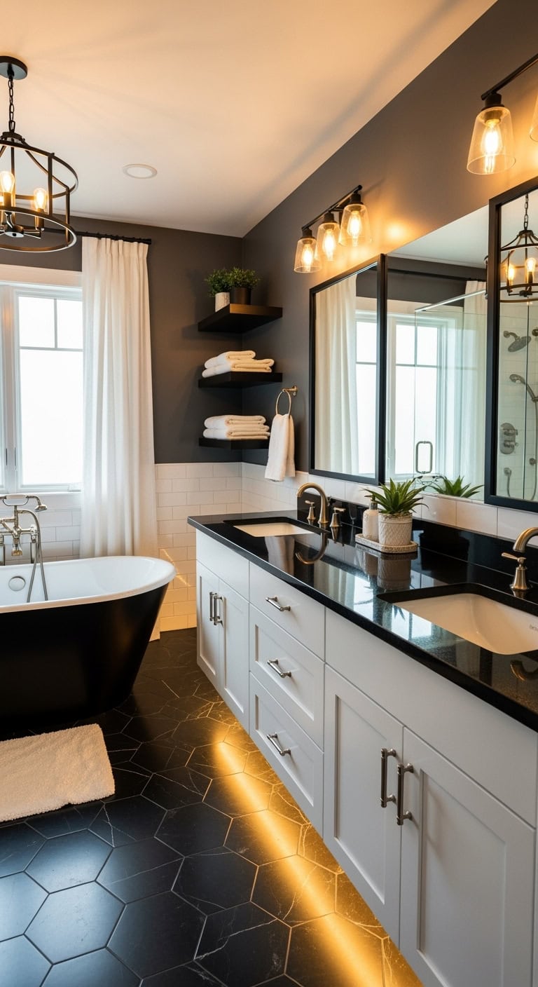 luxurious black stone bathroom countertops