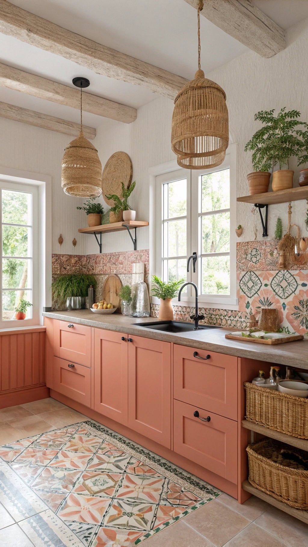 eclectic peachy paradise kitchen