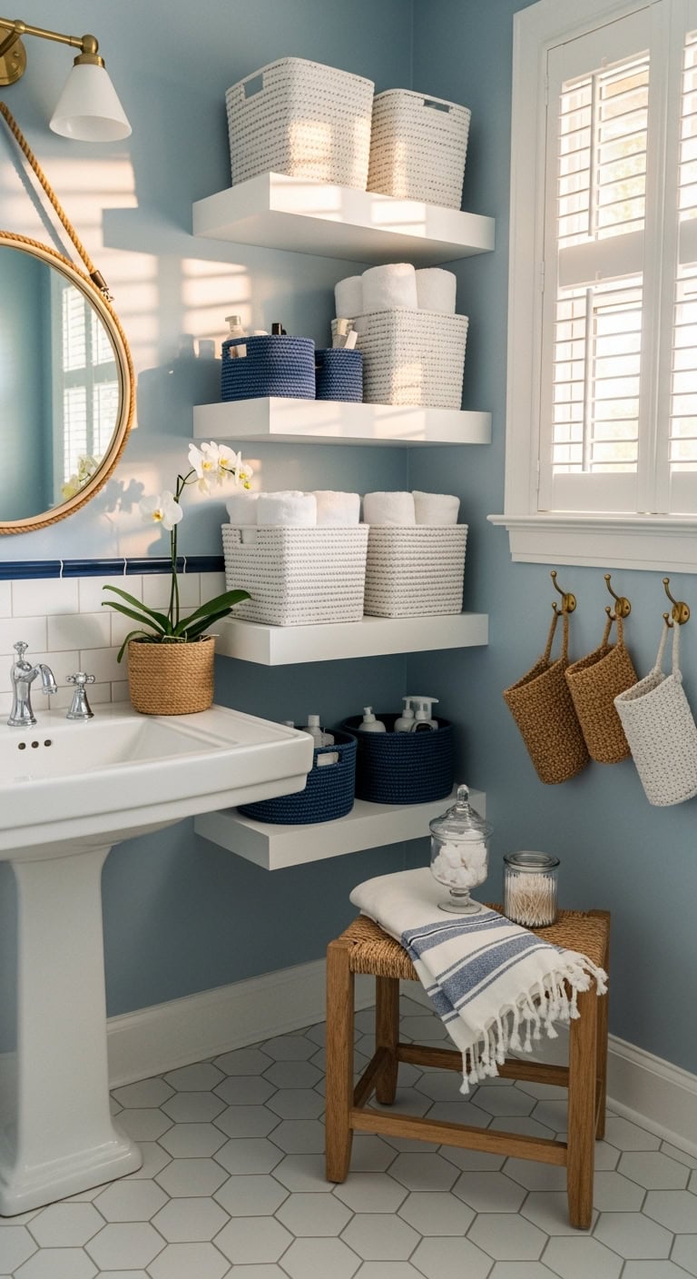 organized bathroom storage basket solutions
