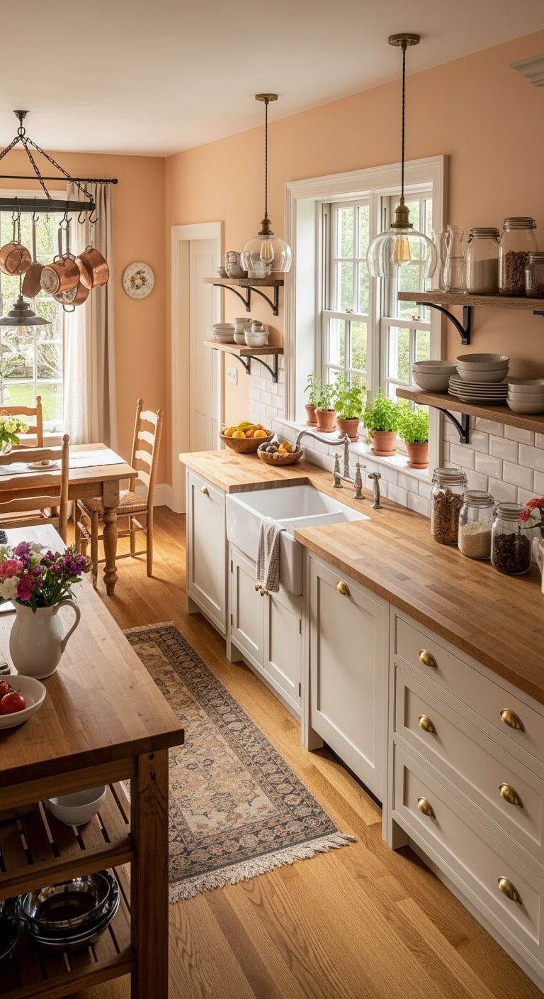 chic warm peach kitchen decor