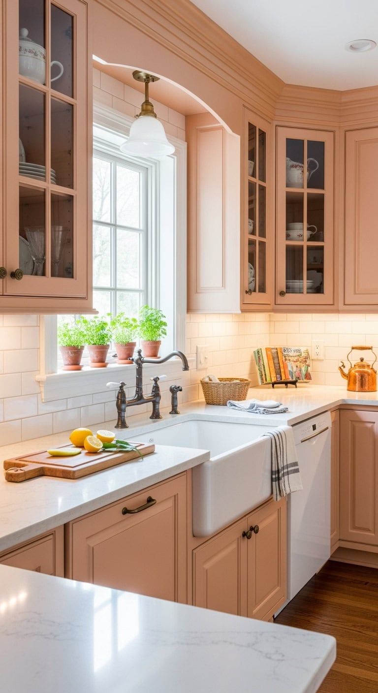 traditional peach kitchen elegance