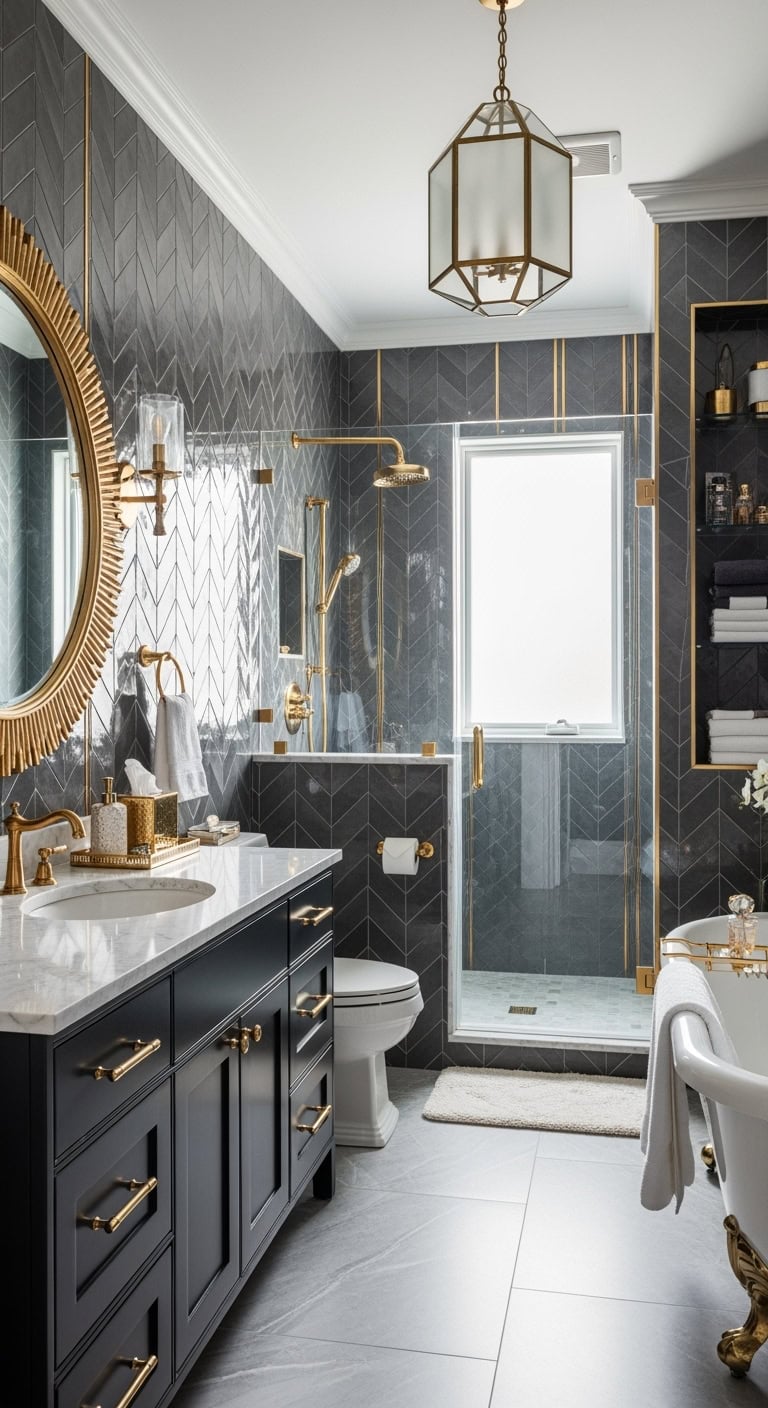 art deco glossy gray glam