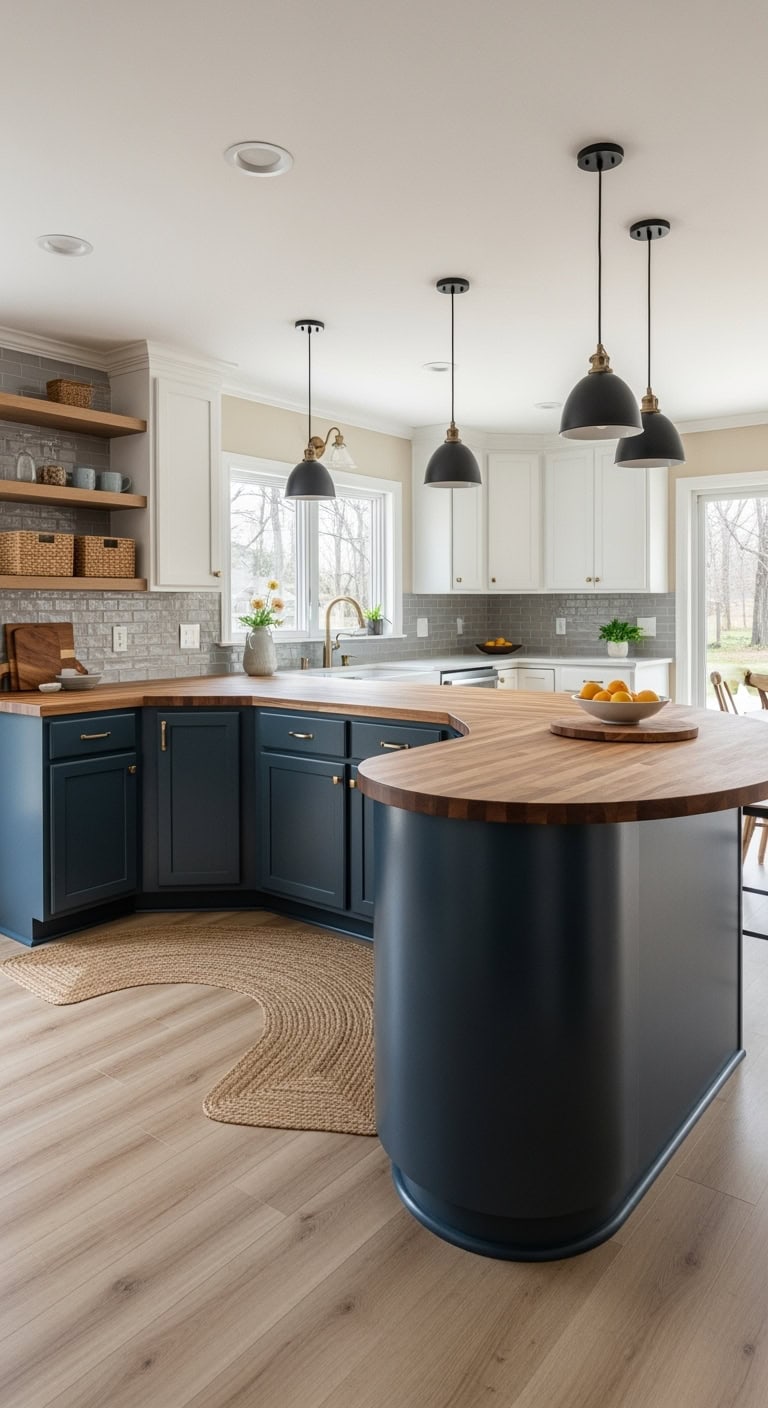 soft curved peninsula kitchen