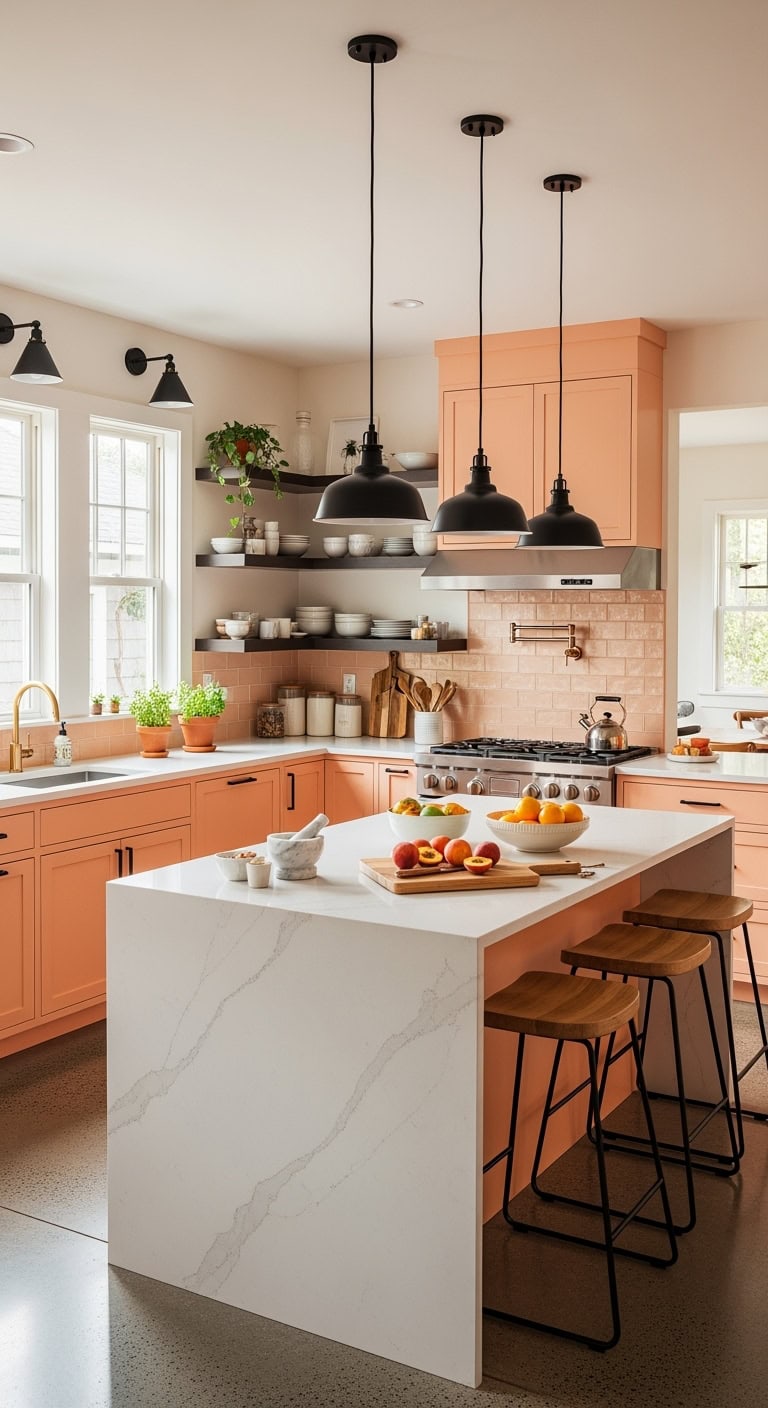 sophisticated peach kitchen design