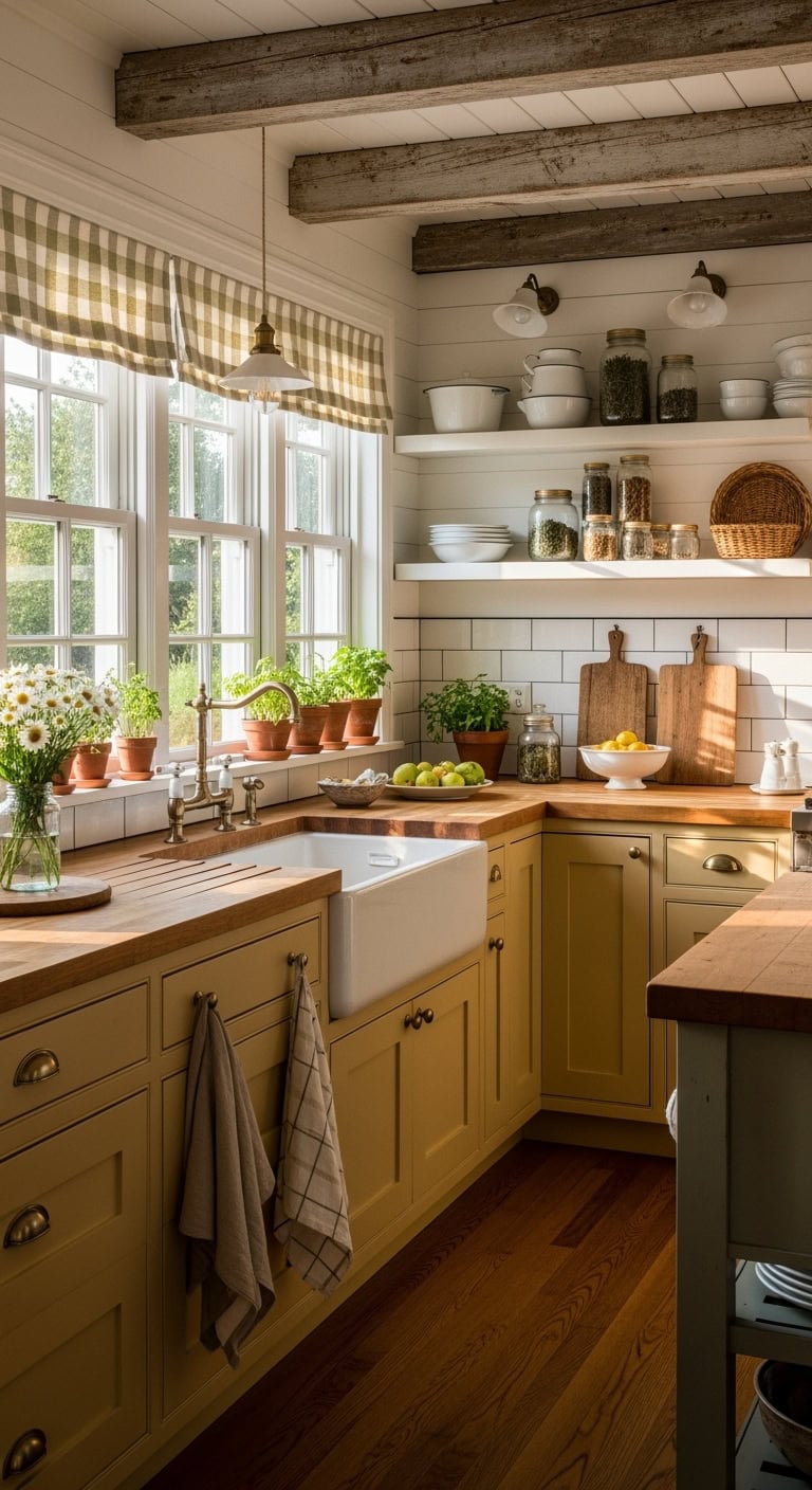 cottage kitchen mustard charm