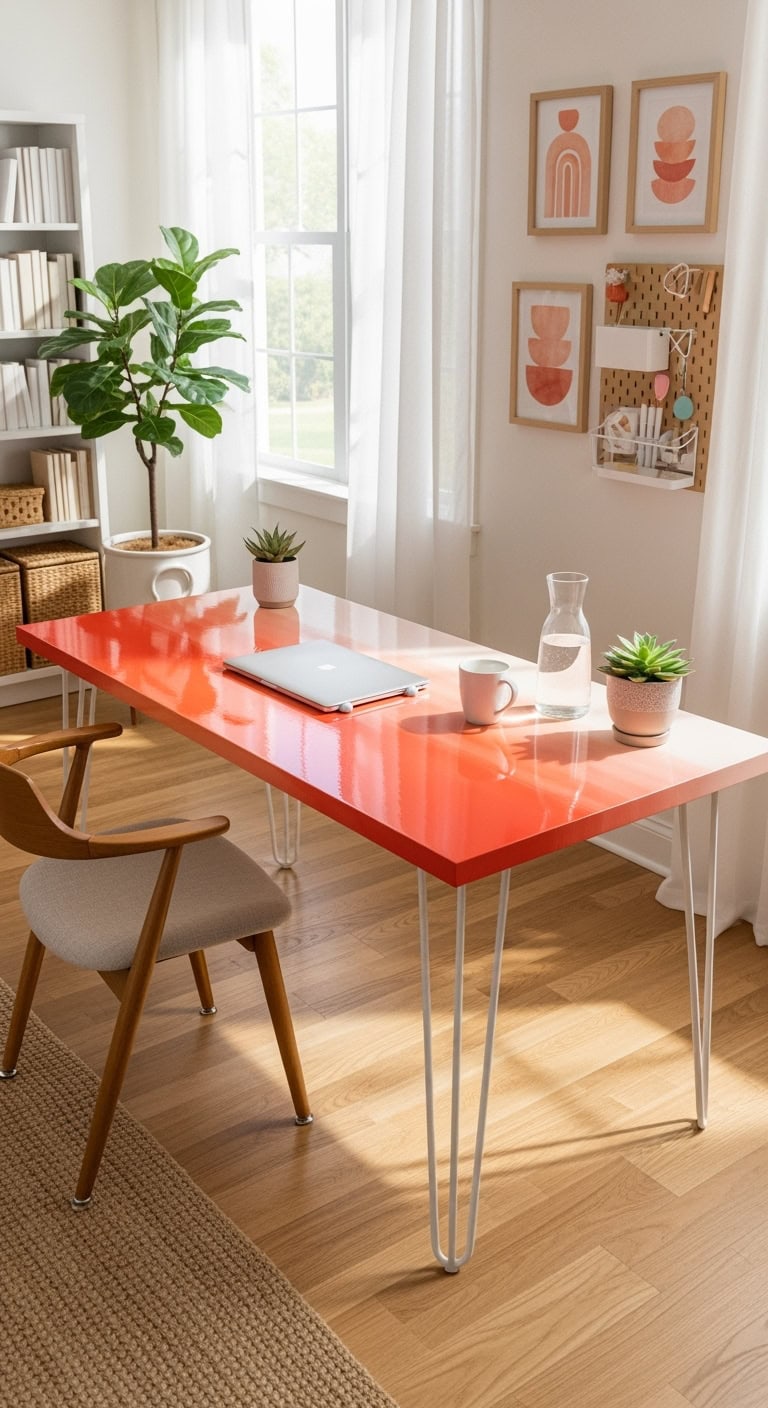 glowing dreamy sunset gradient desk surface