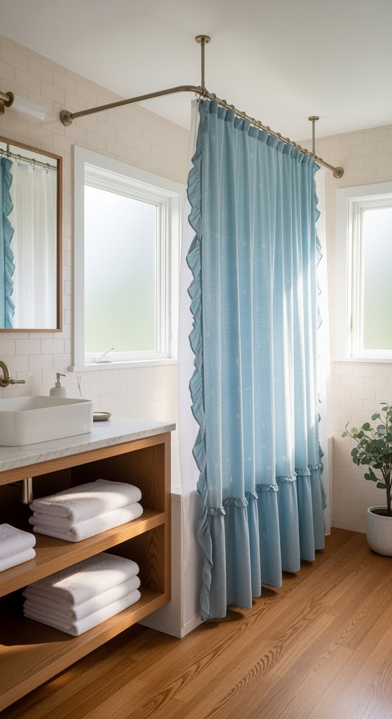 relaxing elegant powder blue bathroom oasis