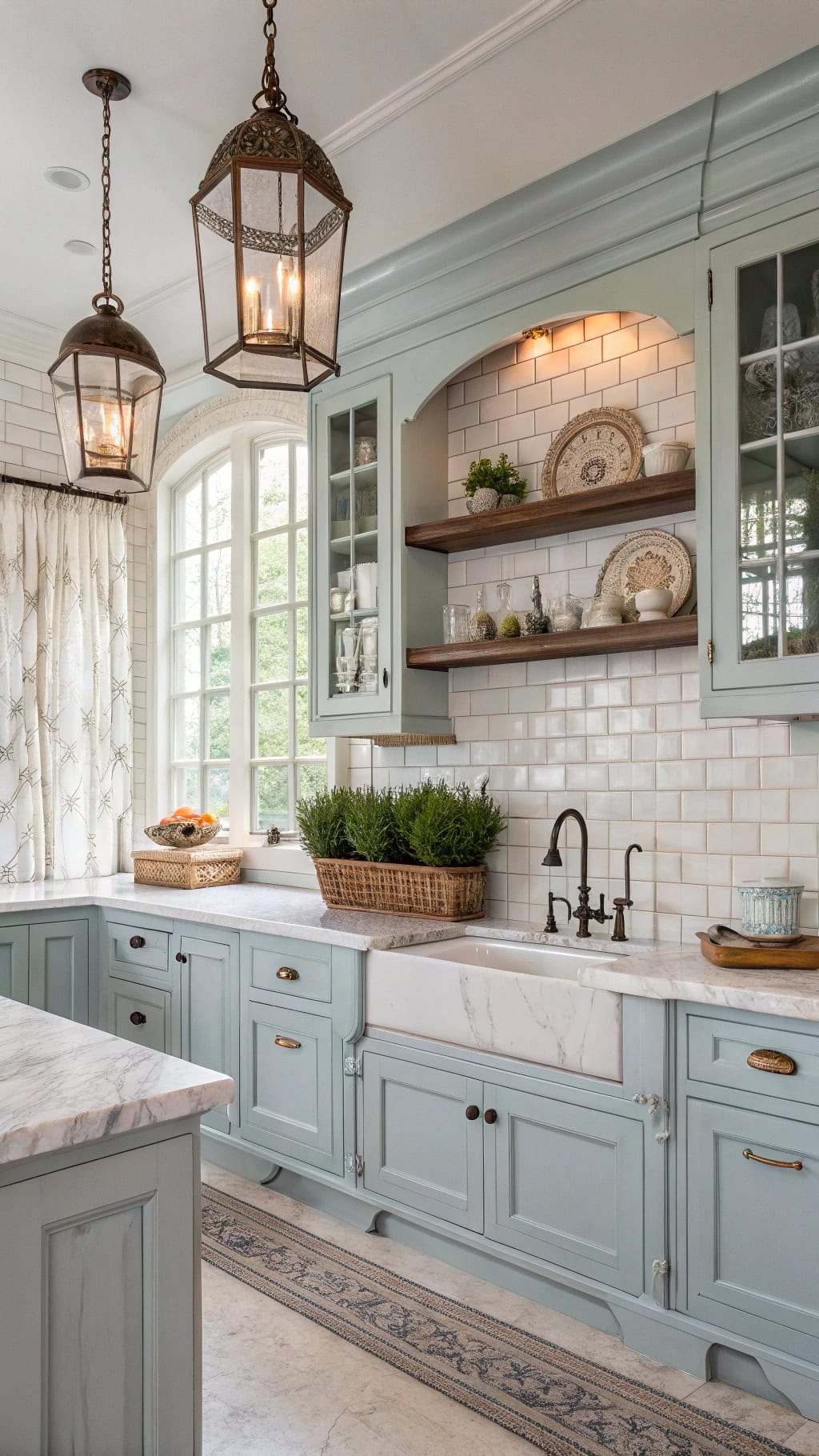 romantic soft blue kitchens
