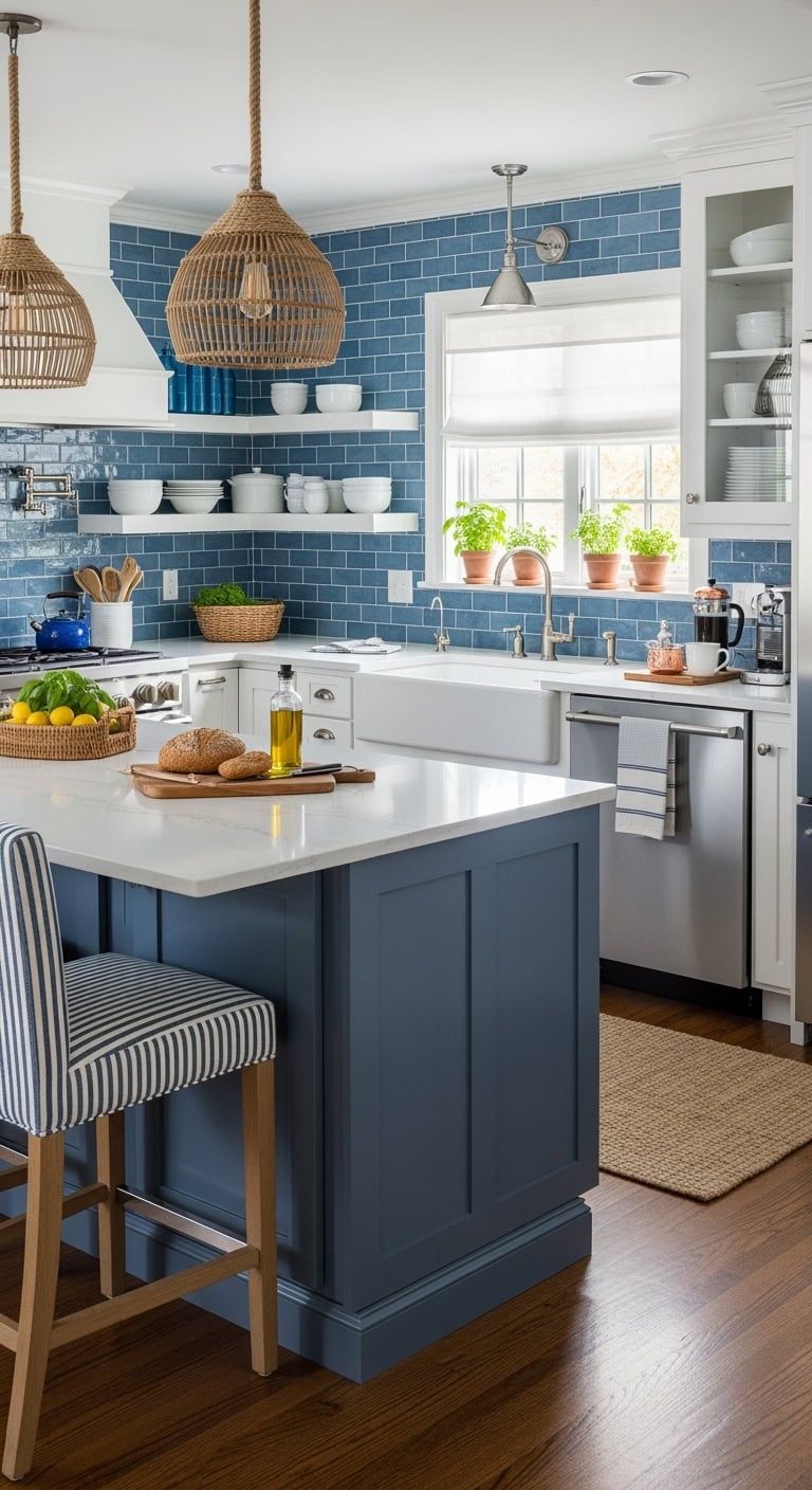 coastal beach inspired blue accent ideas