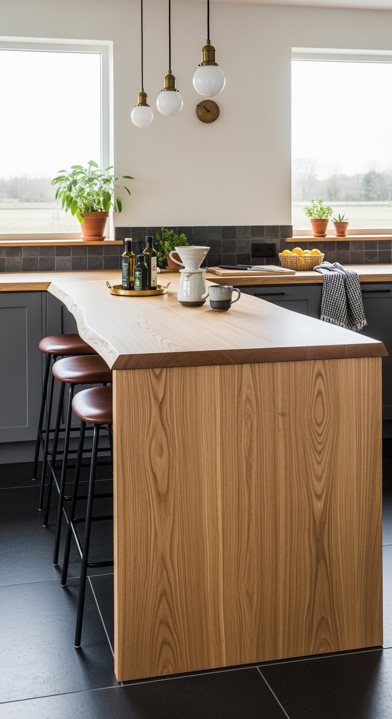 scandinavian inspired ash wood peninsula design