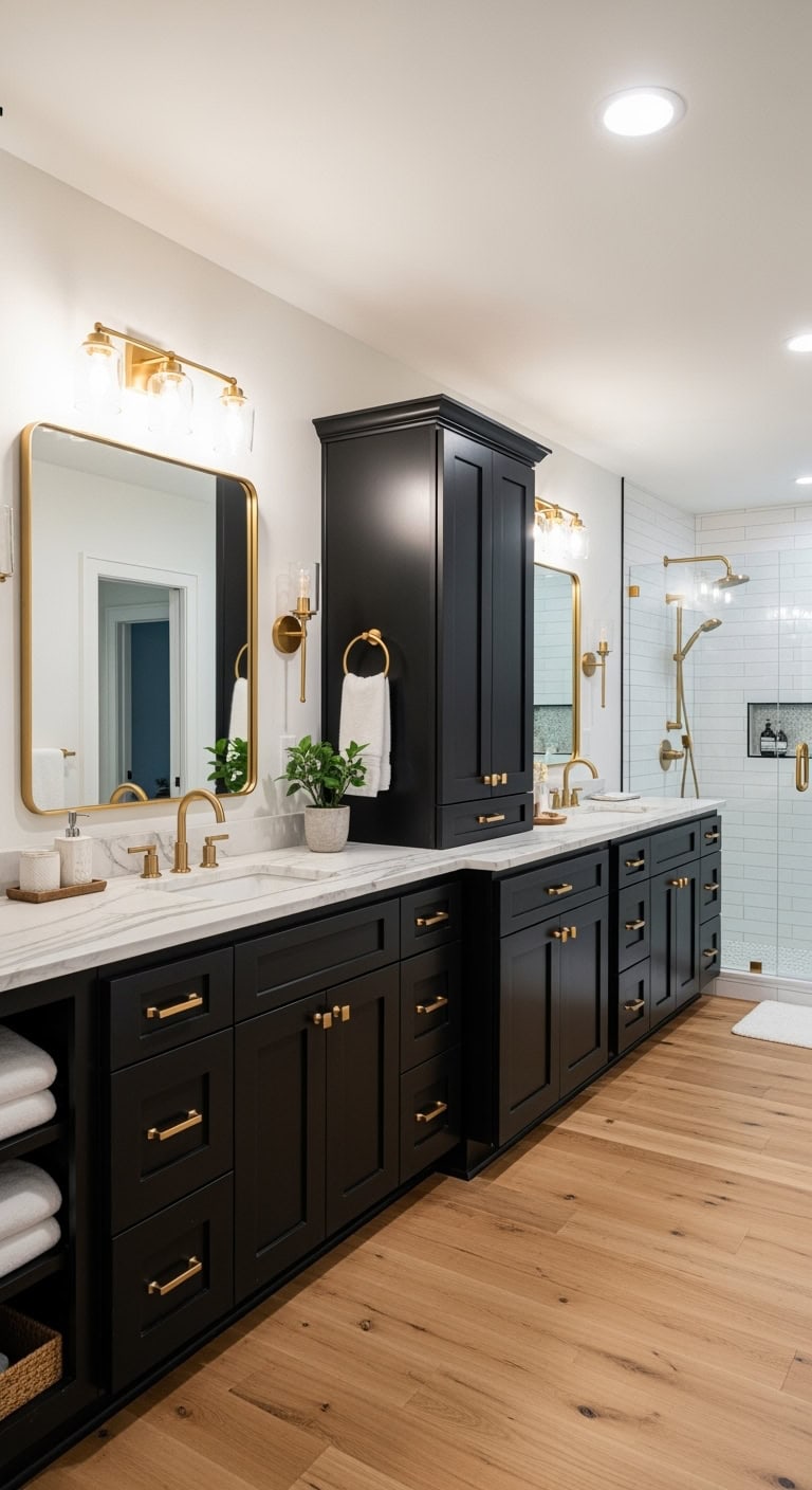 luxurious black and gold bathroom