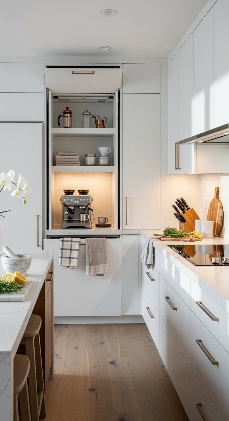 appliances disappearing behind cabinetry