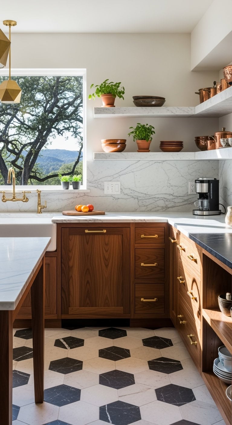 vintage stone kitchen midcentury modern style