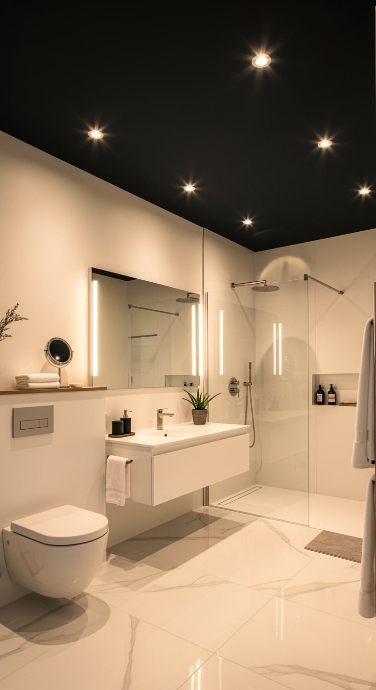 dramatic moody illuminating bathroom lighting