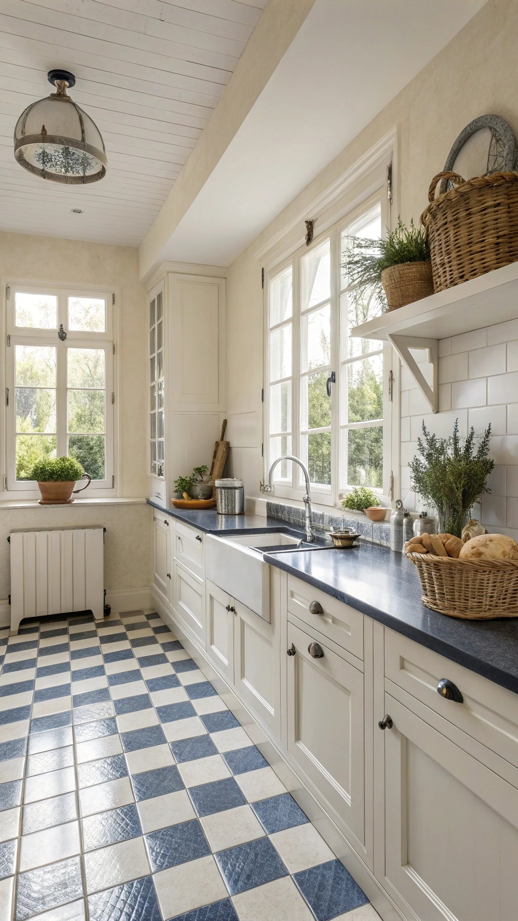 indigo checkerboard floor elegance